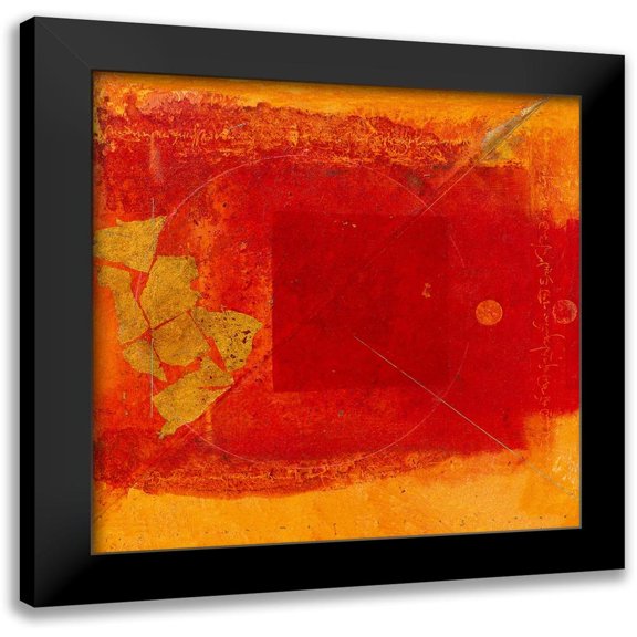 van Marissing, Louis 12x12 Black Modern Framed Museum Art Print Titled - Red square with circle and gold