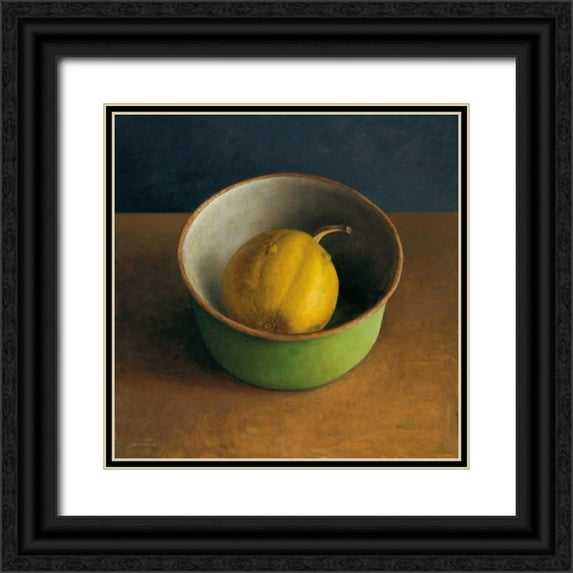 van Riswick, Jos 12x12 Black Ornate Wood Framed with Double Matting Museum Art Print Titled - Green bowl I