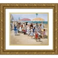 thumbnail image 1 of van Rooijen, Carel 23x20 Gold Ornate Wood Framed with Double Matting Museum Art Print Titled - Beach old times III, 1 of 4
