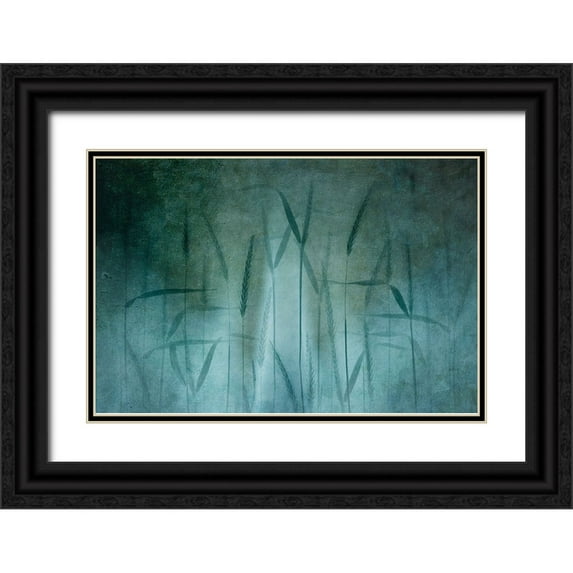 van Son, Greetje 32x23 Black Ornate Wood Framed with Double Matting Museum Art Print Titled - Grain In Soft Blue