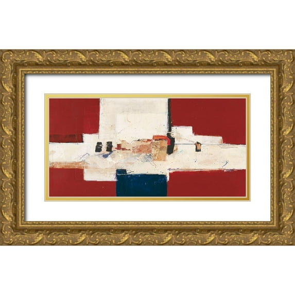 van der Werf, Ron 32x18 Gold Ornate Wood Framed with Double Matting Museum Art Print Titled - Abstrakt III