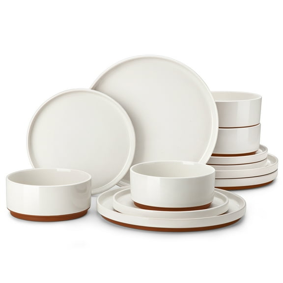 vancasso 12 pcs Dinnerware Sets, Plates and Bowls Set for 4, Ceramic Dinner Set, Dish Set, Dishwasher and Microwave Safe