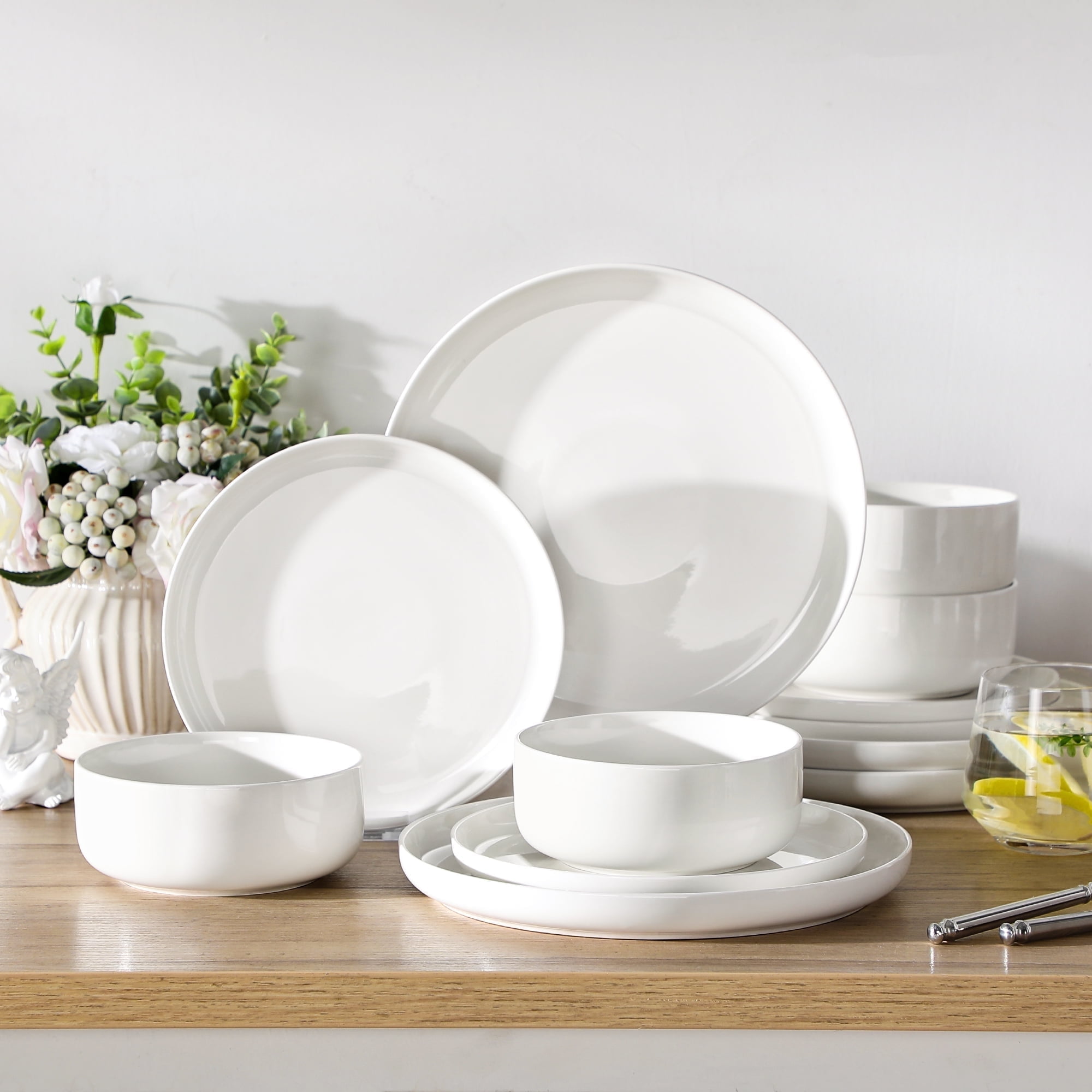vancasso 12 Pcs Ceramic Dinnerware Set, Plates and Bowls for 4