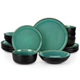 thumbnail image 1 of MALACASA 16 pcs Dinnerware Sets, Plates and Bowls Set for 4, Stoneware Dinner Set, Green, 1 of 9