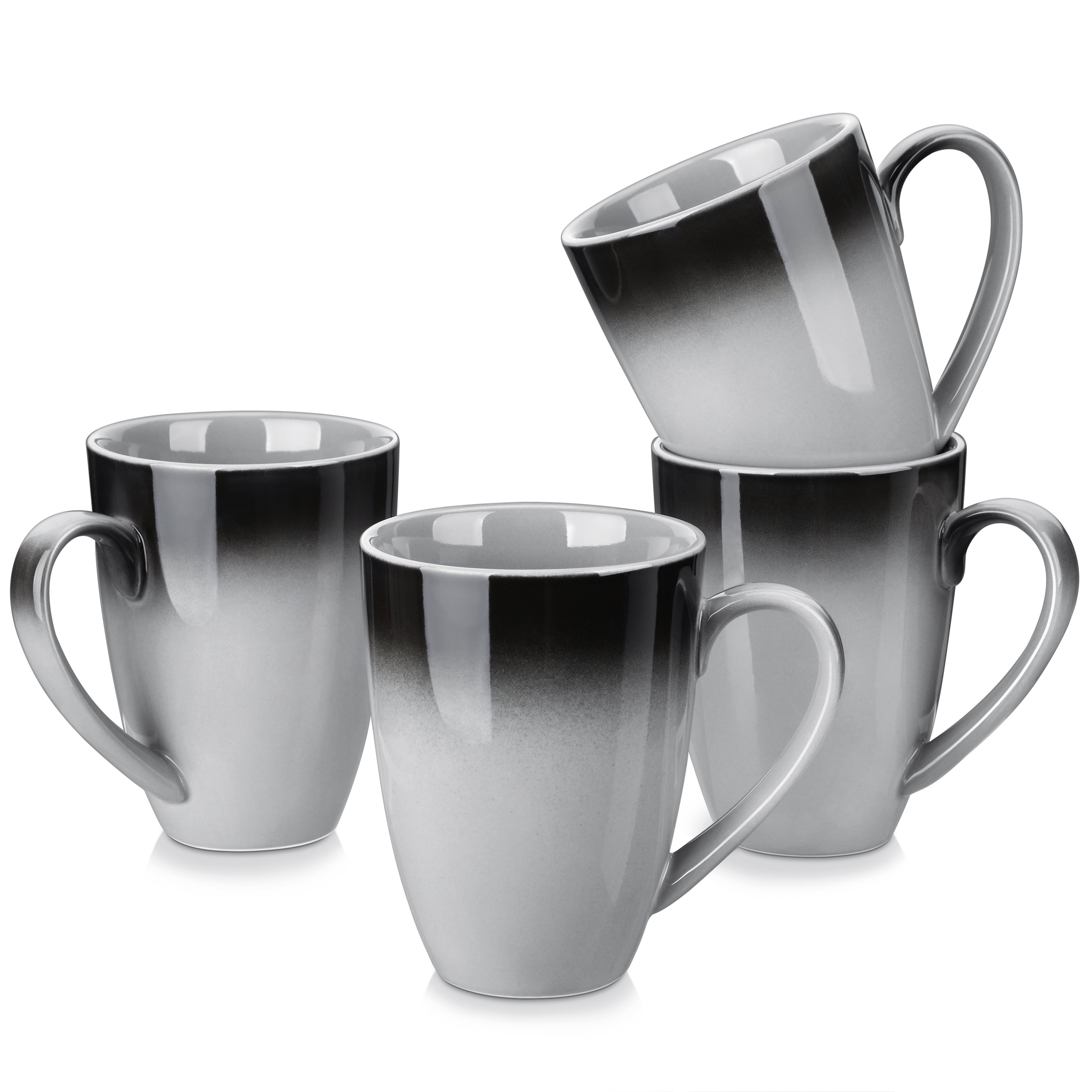 Vancasso Coffee Mugs Set of 4, 20oz Large Stoneware Mug, Tea Cups with Handle, Dishwasher and Microwave Safe, Gray