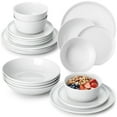 thumbnail image 1 of vancasso 24 Pcs Dinnerware Set, Ceramic Plates and Bowls Set for 6, Curve Vertical Shape Dinner Set, White Porcelain Dish Set, 1 of 7