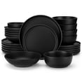 thumbnail image 1 of MALACASA 24 pcs Dinnerware Sets, Plates and Bowls Set for 6, Stoneware Dinner Set, Black, 1 of 12