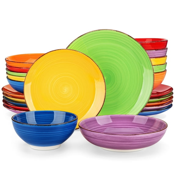MALACASA 24-Piece dinnerware Set for 6, Stoneware dinner set plate, Multicolor
