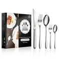 thumbnail image 1 of vancasso 30 Piece Silverware Sets , Stainless Steel Knife and Fork for 5，Silver Round handle, 1 of 7