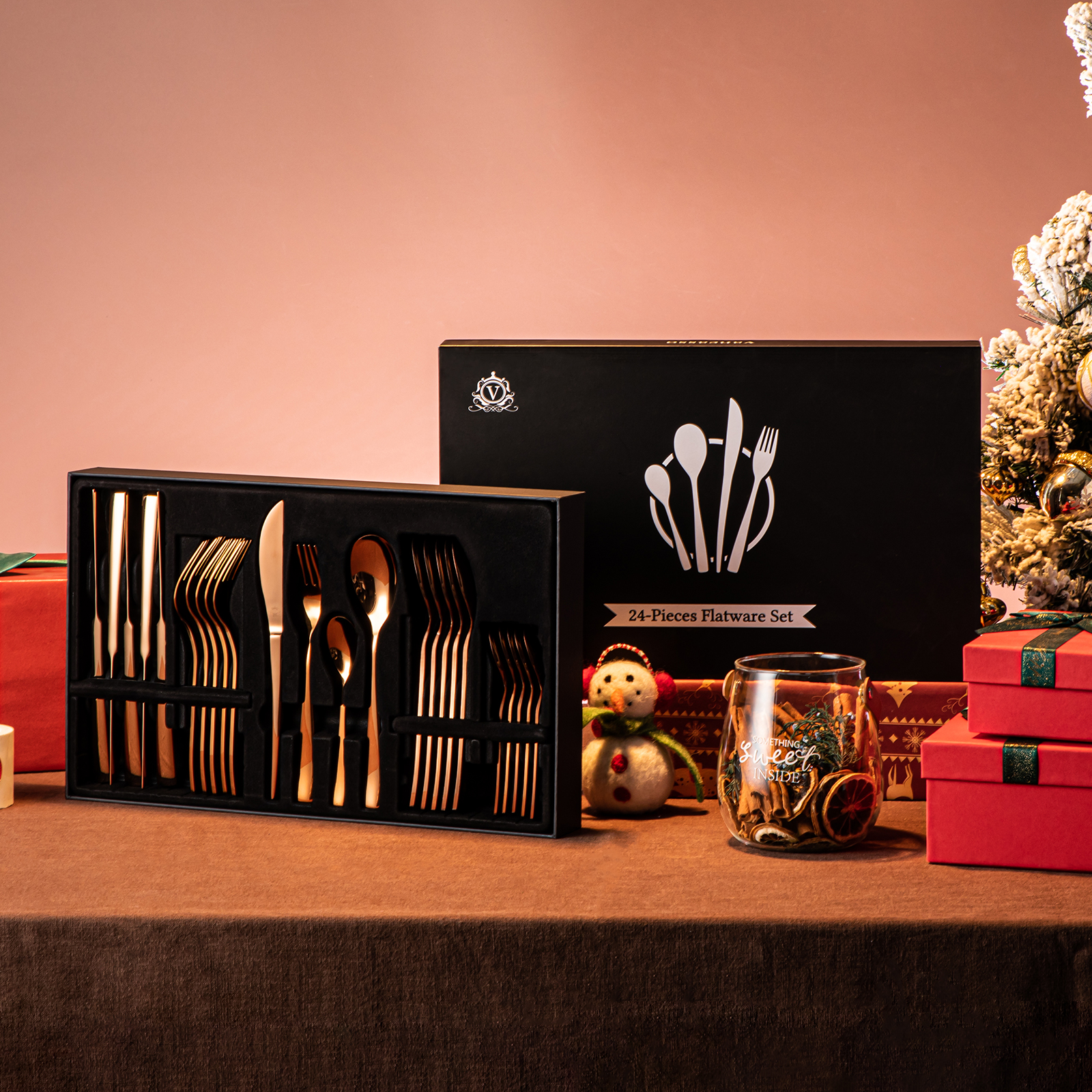 vancasso 30 Piece Silverware Sets , Stainless Steel Knife and Fork for