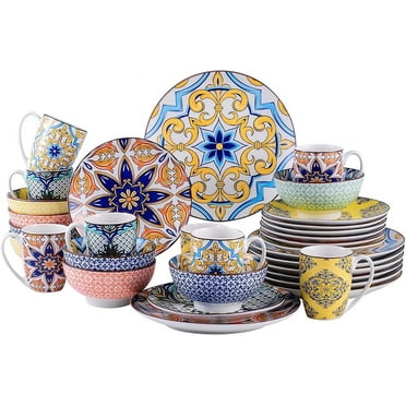 vancasso, 32-Piece Porcelain Dinnerware Set, Multicolour Dinner Set, Service for 8