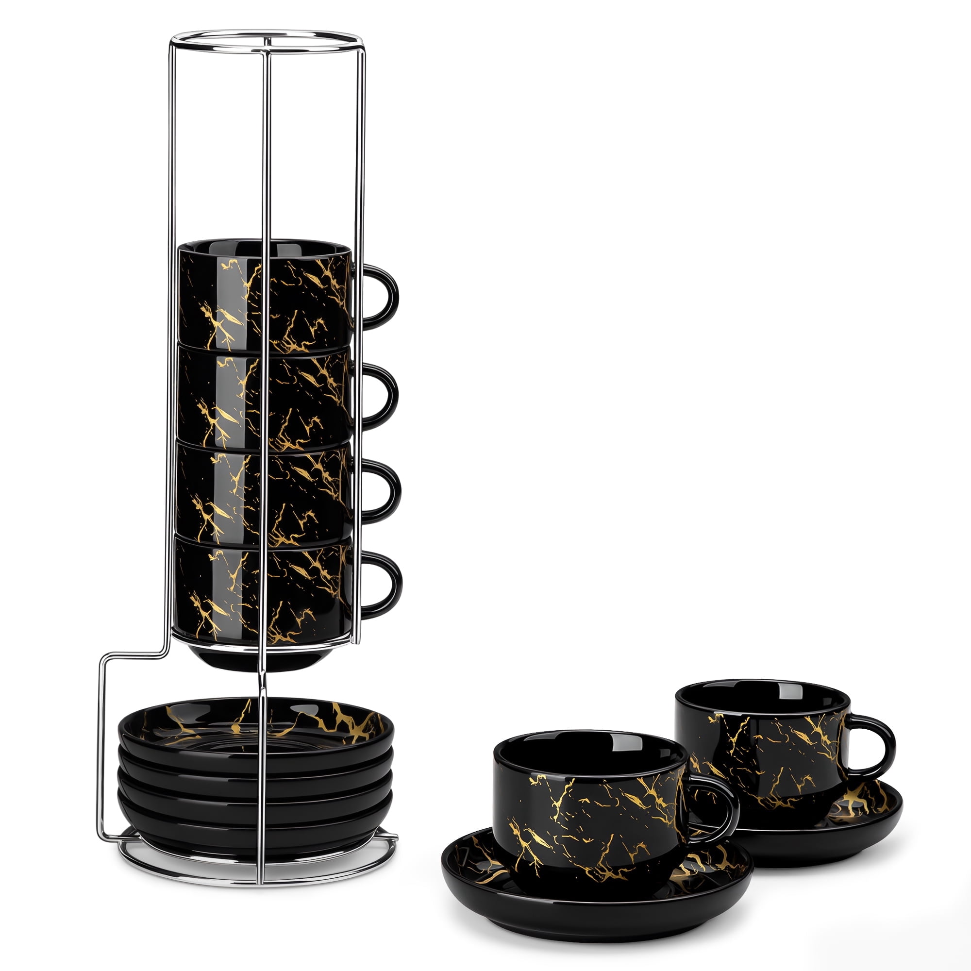 Vancasso 8 oz Coffee Mug Sets of 6, Stackable Espresso Cups with