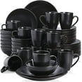 thumbnail image 1 of vancasso, 48-Piece Porcelain Dinnerware Set, Matte Black Dinner Set, for 12, 1 of 8