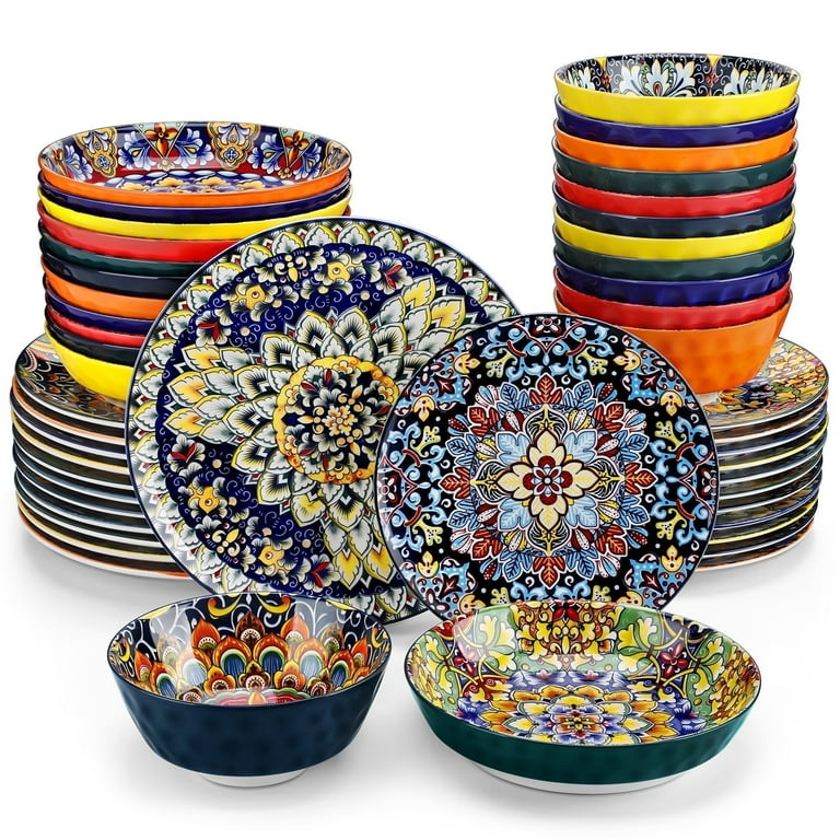 Amazon Fiesta Square Dinner Plate MALACASA 48 PCS Dinnerware Sets