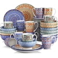 thumbnail image 1 of vancasso 48 Pieces Porcelain Dinner Set for 12 Mandala Dinnerware Dish Set Artisanal Pieces with 10.5in Dinner Plate, 8in Dessert Plate, 6in Bowl and 13oz Mug, Boho Colourful Tableware, 1 of 5