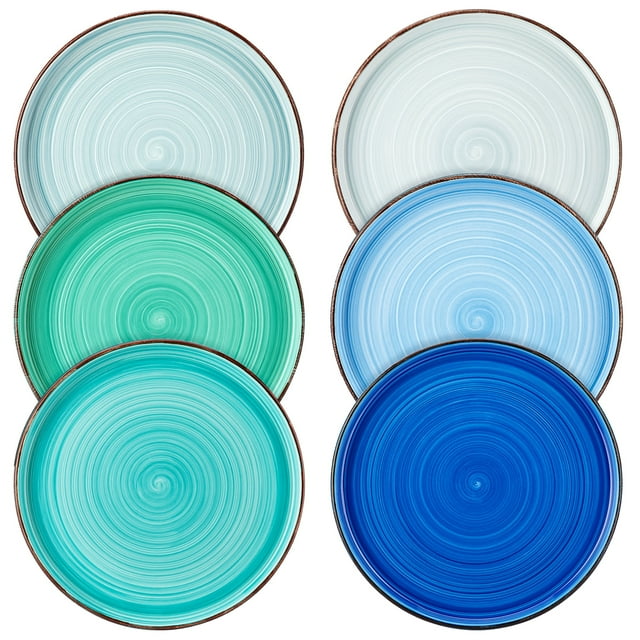 MALACASA 8.5in Small Dessert Plates, Set of 6, Stoneware Dessert Appetizer Plates Set, Blue
