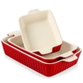 thumbnail image 1 of Vancasso Ceramic Baking Dish Set, Thick Casserole Dish for Oven with Handles, Deep Bakeware Sets of 3 for Baking, Lasagna Pan, Red, 1 of 9