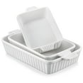 thumbnail image 1 of vancasso Baking Dish Set, Ceramic Bakeware Sets of 3, Casserole Dishes for Oven, Lasagna Pan Deep, Rectangular Baking Pan Set with Handles for Baking, White, 1 of 9