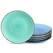 vancasso Bonita, Blue Dinner Plate Set, 6 Pieces Stoneware Salad Plates, 10.5 Inch