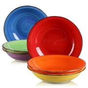 vancasso Bonita, Multicolour Soup Bowl Set, 6 Pieces Stoneware Pasta Soup Plate, 8.5 inch