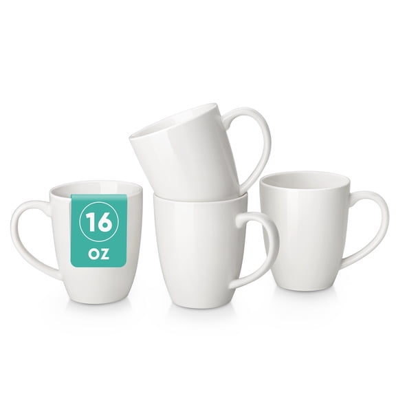 vancasso Coffee Mugs Set of 4, 16 Oz White Coffee Mugs, Porcelain Latte Mug With Handle, Easy to Grip Tea Cup Set for Coffee,Cocoa, Milk, Dishwasher Microwave Safe
