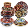 thumbnail image 1 of Vancasso Dinnerware Set, Porcelain Plates and Bowls Sets for 6, 24 Pieces Ceramic Boho Dish Set for Kitchen, Dishwasher and Microwave Safe, Series LUMI, 1 of 10