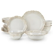 vancasso 16 pcs Dinnerware Sets, Plates and Bowls Set for 4, Stoneware Dinner Set, White