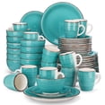 thumbnail image 1 of vancasso Dinnerware Sets, Stoneware Dinner Set for 12, 48-Piece Round Turquoise, Series Bella, 1 of 8