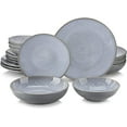 thumbnail image 1 of vancasso Dinnerware Sets, Stoneware Dinner Set for 4, 16-Piece Round Gray, Series Karst, 1 of 7