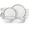 thumbnail image 1 of vancasso 16 pcs Dinnerware Sets, Plates and Bowls Set for 4, Ceramic Dinner Set, White and Black, 1 of 11