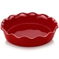thumbnail image 1 of vancasso Pie Dish Large, Ceramic Oven Dish Deep Pie Pan Pie Plate for Baking, Non-Stick Fluted Flan Dish, 3 Pint Quiche Pan Tart Pie Tin. Big Capacity, Red, 1 of 9