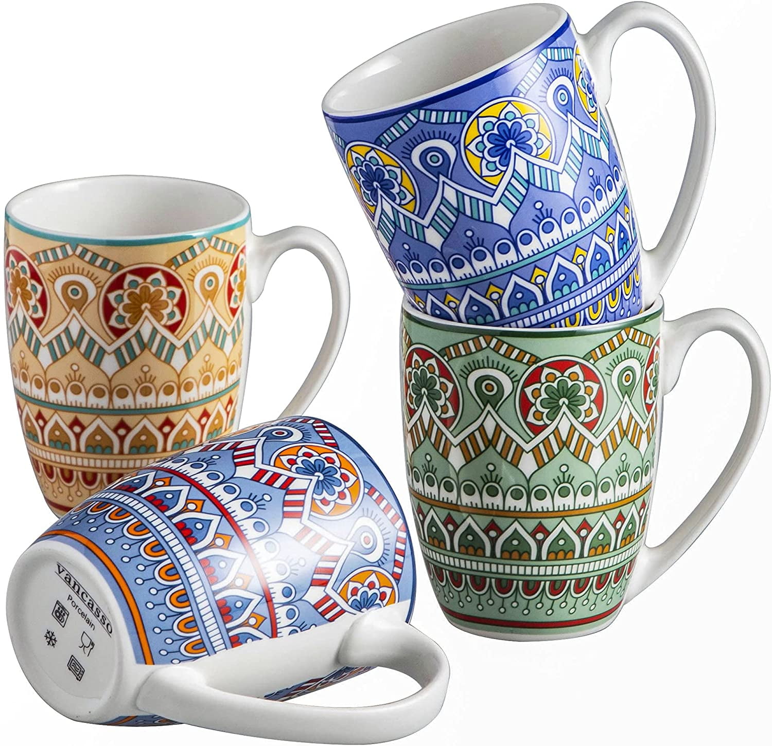 vancasso Bonita 12 Oz Coffee Mugs Set of 6, Ceramic Coffee Cups for  Cappuccino, Latte, Tea, Cocoa, Cool Color