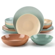 vancasso Sabine, 16 Pieces Stoneware Dinnerware Set, Multicolorful Dish Plate, Semimatte Sesame Dinner Sets Service for 4