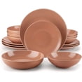 thumbnail image 1 of vancasso Sabine, 16 Pieces Stoneware Dinnerware Set, Orange Dish Plate, Semimatte Sesame Dinner Sets Service for 4, 1 of 7