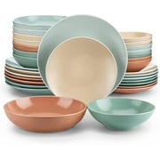 vancasso Sabine, 32 Pieces Stoneware Dinnerware Set, Multicolorful Dish Plate, Semimatte Sesame Dinner Sets Service for 8