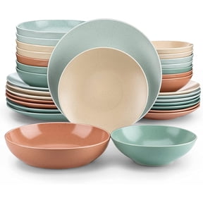 vancasso Sabine, 32 Pieces Stoneware Dinnerware Set, Multicolorful Dish Plate, Semimatte Sesame Dinner Sets Service for 8