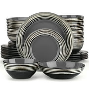 vancasso, Series ARBRE, 32-Piece Dinnerware Set, Stoneware Tableware Plate Set, Service for 8, Gray