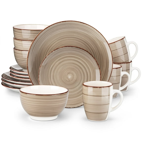 vancasso, Series Bella, 16 Piece Stoneware Dinnerware Set, Creme Dinner Set , Service for 4