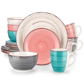 Vancasso 16 Pieces Dinnerware Sets for 4, Ceramic Plates and Bowls Sets, Scratch Resistant Dishes Set, Microwave & Dishwasher Safe, Colourful