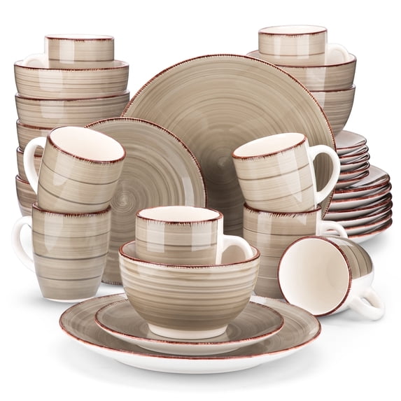 Vancasso, 32 Piece Stoneware Dinnerware Set, Creme Dinner Set , Service for 8, Series Bella