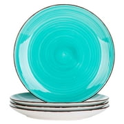 vancasso, Series Bella, 4-Piece Porcelain Dinner Plate Dinnerware Set, Turquoise Dinner Set, 10.5 inch