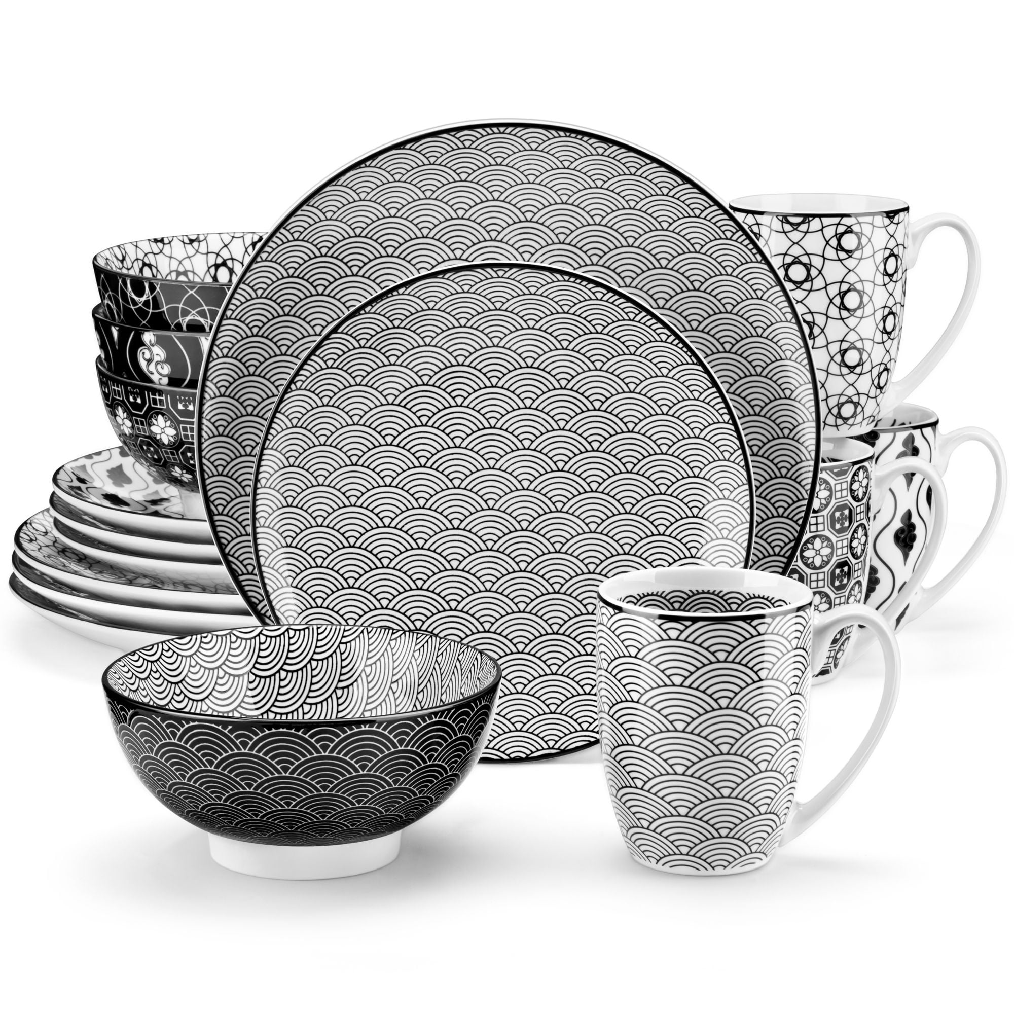 Porcelain Dinnerware Set - 26 Piece, Modern Ivory White