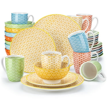 vancasso, Series Natsuki, 32-Piece Porcelain Dinnerware Set, Multicolour Dinner Set, Service for 8