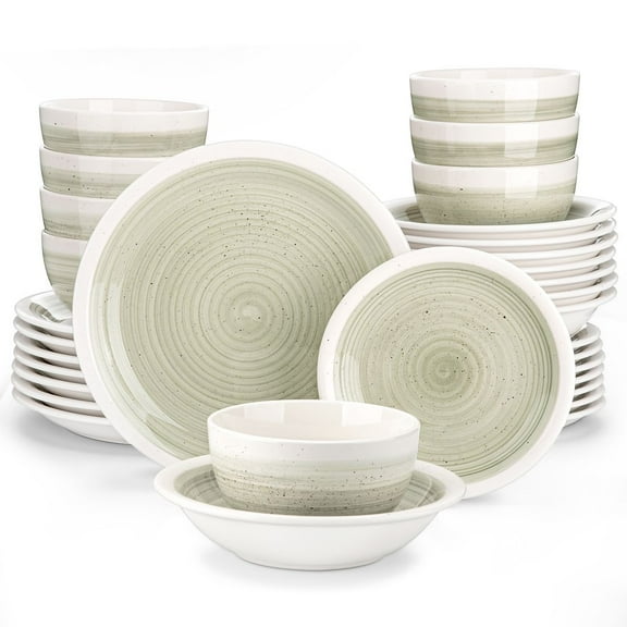 vancasso, Series ORI, 32-Piece Dinnerware Set, Stoneware Tableware Plate Set, Service for 8, Beige