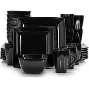 vancasso, Series SOHO, 32-Piece Stoneware Dinnerware Sets, Black Dinner Set, Service for 8