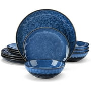 vancasso, Series Starry, 12-Piece Stoneware Dinnerware Set, Blue Dinner Set, Service for 4