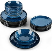 vancasso, Series Starry, 24-Piece Stoneware Dinnerware Set, Blue Dinner Set, Service for 8