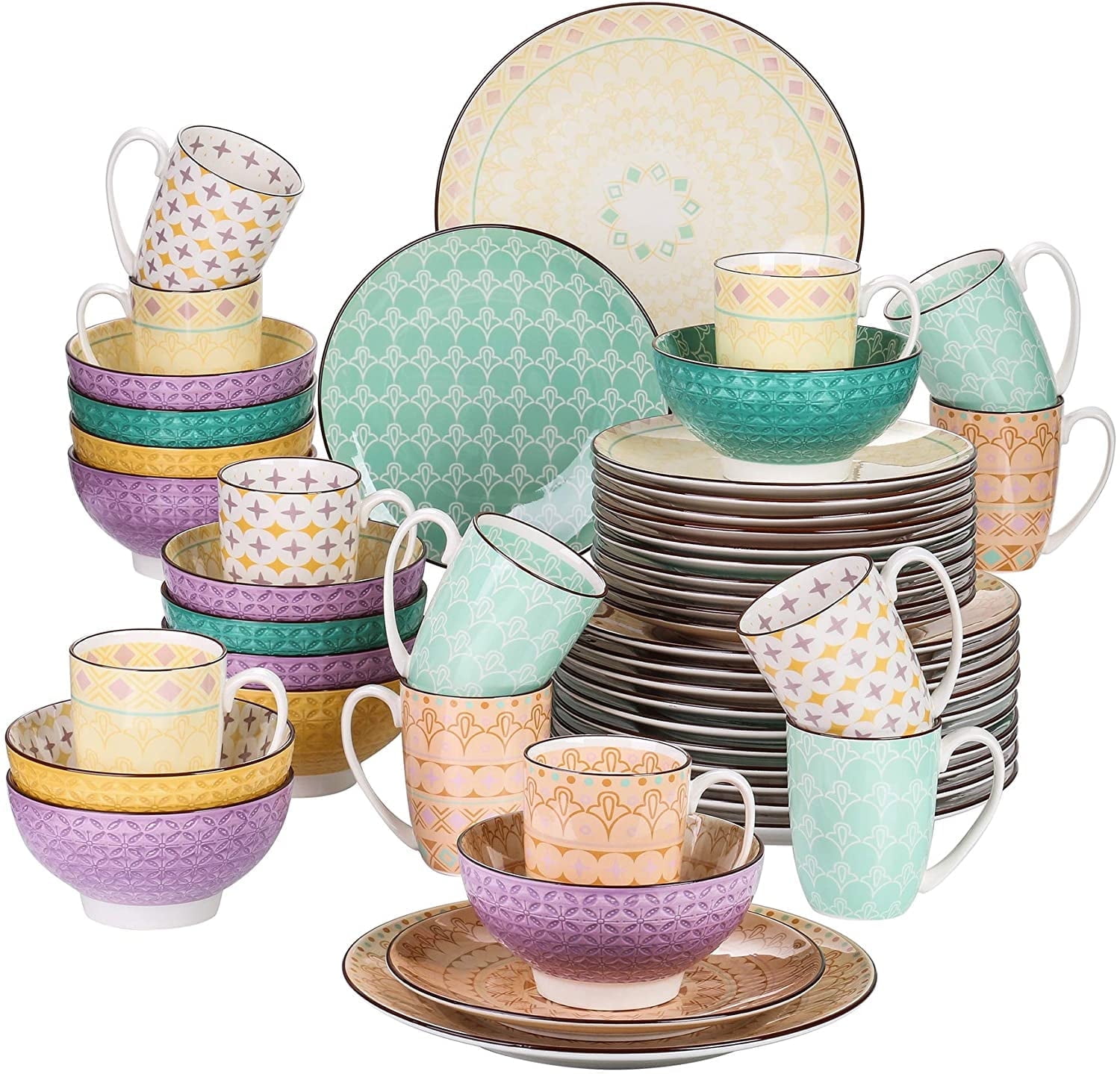 vancasso, Series Tulip, 48-Piece Porcelain Dinnerware Sets, Multicolour ...