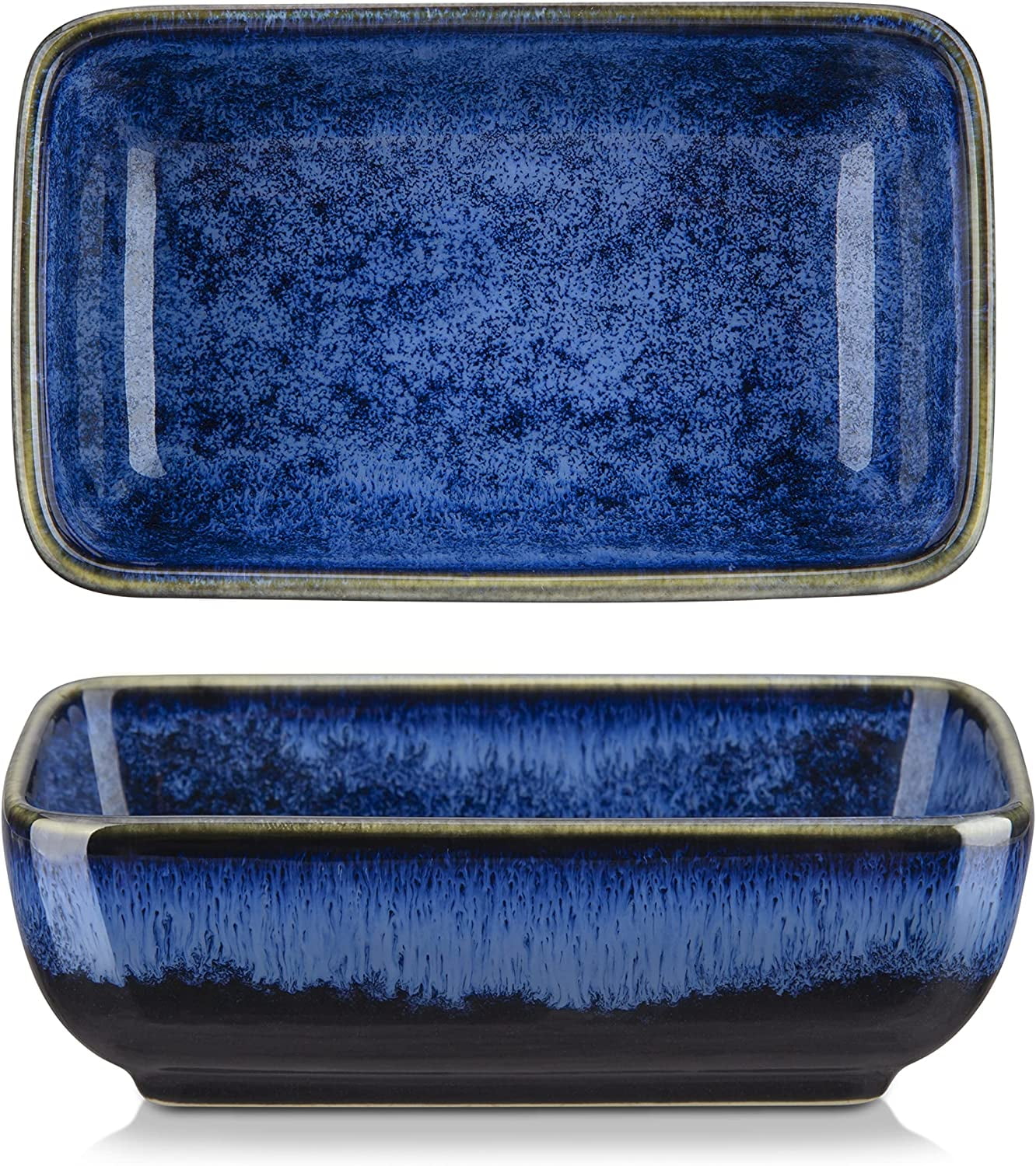 vancasso Stern, Blue 4-Piece Saucer Dish Set, Porcelain Snack Bowl ...