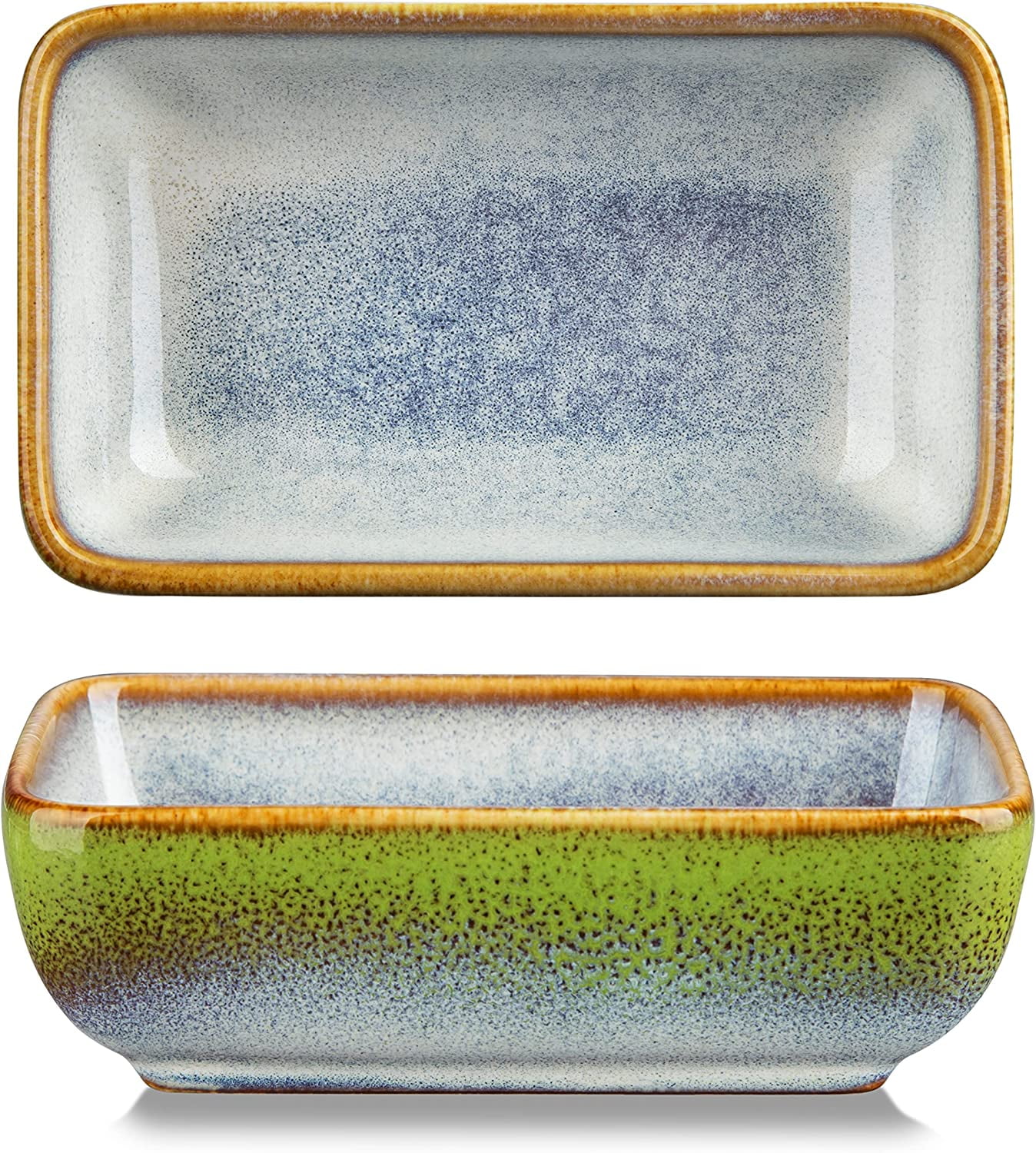 vancasso Stern, Grass Green 4-Piece Saucer Dish Set, Porcelain Snack ...